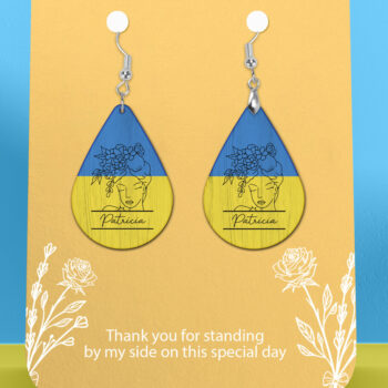 Intra απο ξύλο plywood 3mm-4mm πάχος – Εξατομικευμένο σκουλαρίκι Mama Flower Ukraine Δίασταση  5x5 cm INTRAFABR-26584864 - Image 1