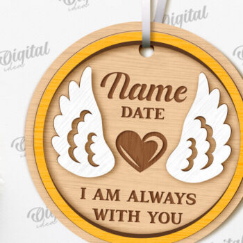 Intra απο ξύλο plywood 3mm-4mm πάχος – Προσωποποιημένο στολίδι αναμνηστικού κοπής με λέιζερ Δίασταση  20x20 cm INTRAFABR-118092492 - Image 1