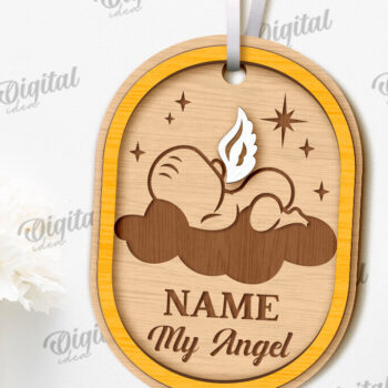 Intra απο ξύλο plywood 3mm-4mm πάχος – Προσωποποιημένο στολίδι αναμνηστικού κοπής με λέιζερ Δίασταση  20x20 cm INTRAFABR-118092692 - Image 1