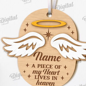 Intra απο ξύλο plywood 3mm-4mm πάχος – Προσωποποιημένο στολίδι αναμνηστικού κοπής με λέιζερ Δίασταση  20x20 cm INTRAFABR-118092341 - Image 1