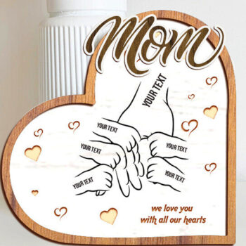 Intra απο ξύλο plywood 3mm-4mm πάχος – Εξατομικευμένη καρδιά για τα χέρια της μαμάς και του παιδιού Δίασταση  20x20 cm INTRAFABR-120782136 - Image 1