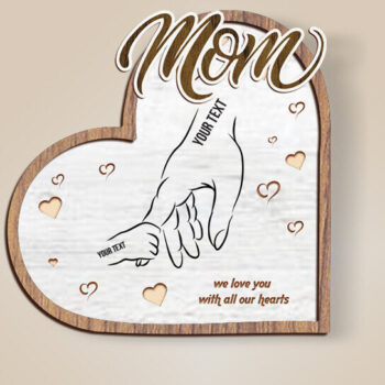 Intra απο ξύλο plywood 3mm-4mm πάχος – Εξατομικευμένη καρδιά για τα χέρια της μαμάς και του παιδιού Δίασταση  20x20 cm INTRAFABR-120782136 - Image 3