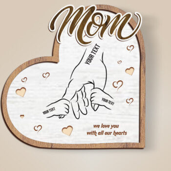 Intra απο ξύλο plywood 3mm-4mm πάχος – Εξατομικευμένη καρδιά για τα χέρια της μαμάς και του παιδιού Δίασταση  20x20 cm INTRAFABR-120782136 - Image 4