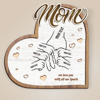 Intra απο ξύλο plywood 3mm-4mm πάχος – Εξατομικευμένη καρδιά για τα χέρια της μαμάς και του παιδιού Δίασταση  20x20 cm INTRAFABR-120782136 - Image 5