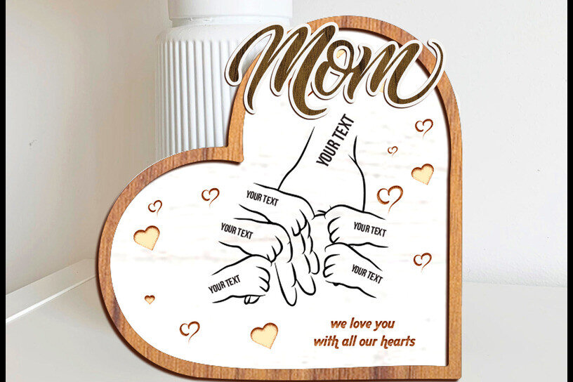 Intra απο ξύλο plywood 3mm-4mm πάχος – Εξατομικευμένη βάση για τα χέρια της μαμάς και του παιδιού Δίασταση  20x20 cm INTRAFABR-121827856