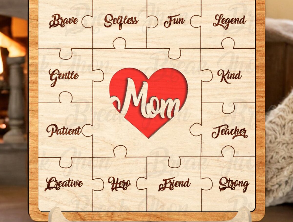 Intra απο ξύλο plywood 3mm-4mm πάχος – Εξατομικευμένο παζλ για την Ημέρα της Μητέρας Δίασταση  20x20 cm INTRAFABR-116295328