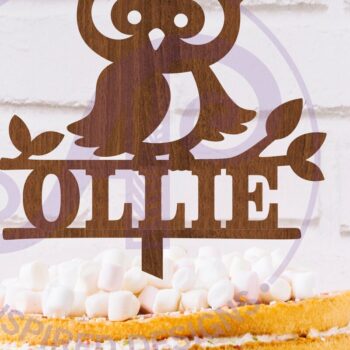 Intra απο ξύλο plywood 3mm-4mm πάχος – Προσωποποιημένο Owl Cake Topper Laser Δίασταση 20x20 cm INTRAFABR-120932905 - Image 1