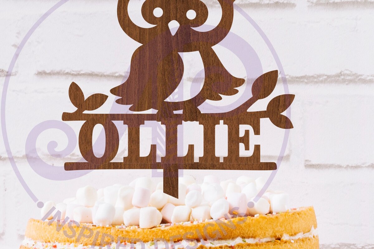 Intra απο ξύλο plywood 3mm-4mm πάχος – Προσωποποιημένο Owl Cake Topper Laser Δίασταση  20x20 cm INTRAFABR-120932905