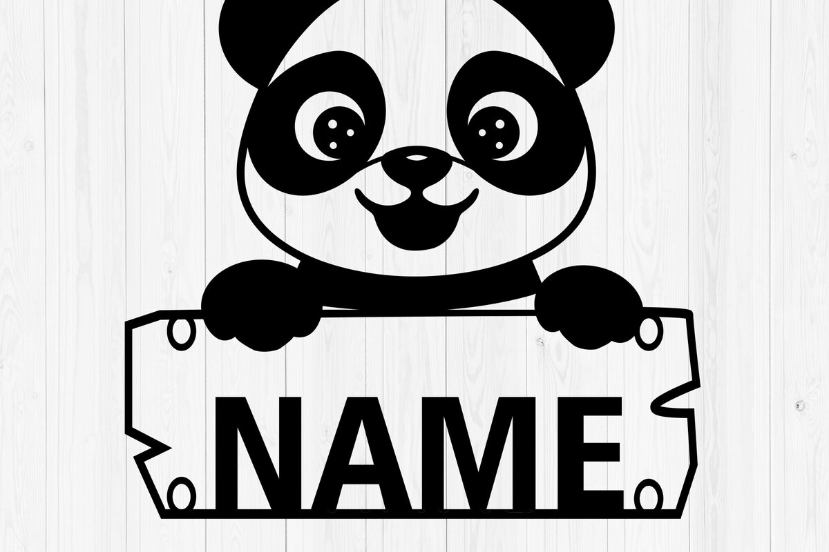 Intra απο ξύλο plywood 3mm-4mm πάχος – Εξατομικευμένη πινακίδα ονόματος Panda Δίασταση  20x20 cm INTRAFABR-117898524