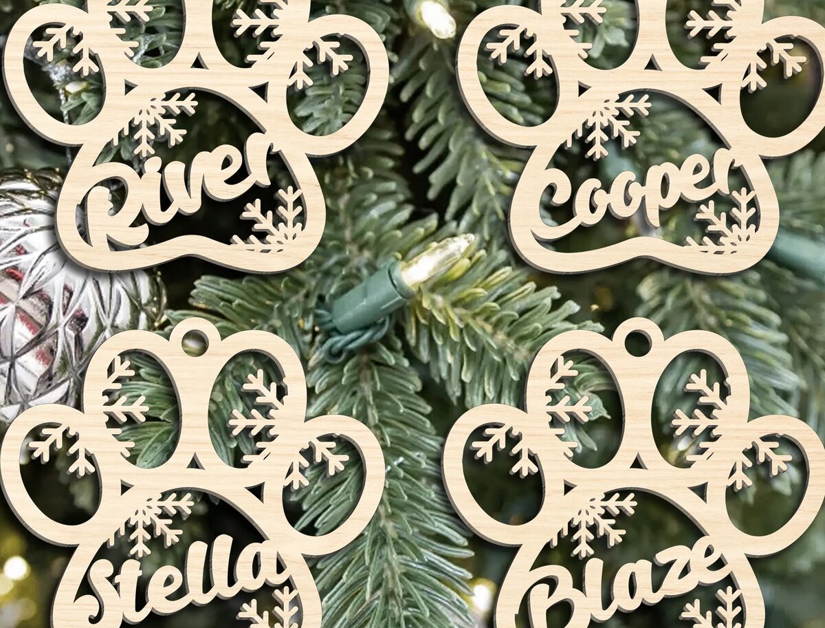 Intra απο ξύλο plywood 3mm-4mm πάχος – Προσωποποιημένο χριστουγεννιάτικο στολίδι Paw Δίασταση  20x20 cm INTRAFABR-110858179