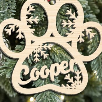Intra απο ξύλο plywood 3mm-4mm πάχος – Προσωποποιημένο χριστουγεννιάτικο στολίδι Paw Δίασταση  20x20 cm INTRAFABR-110858179 - Image 2