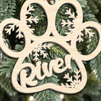 Intra απο ξύλο plywood 3mm-4mm πάχος – Προσωποποιημένο χριστουγεννιάτικο στολίδι Paw Δίασταση  20x20 cm INTRAFABR-110858179 - Image 3