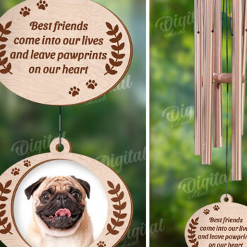 Intra απο ξύλο plywood 3mm-4mm πάχος – Εξατομικευμένο Pet Memorial Wind Chime Δίασταση  20x20 cm INTRAFABR-121916921 - Image 1