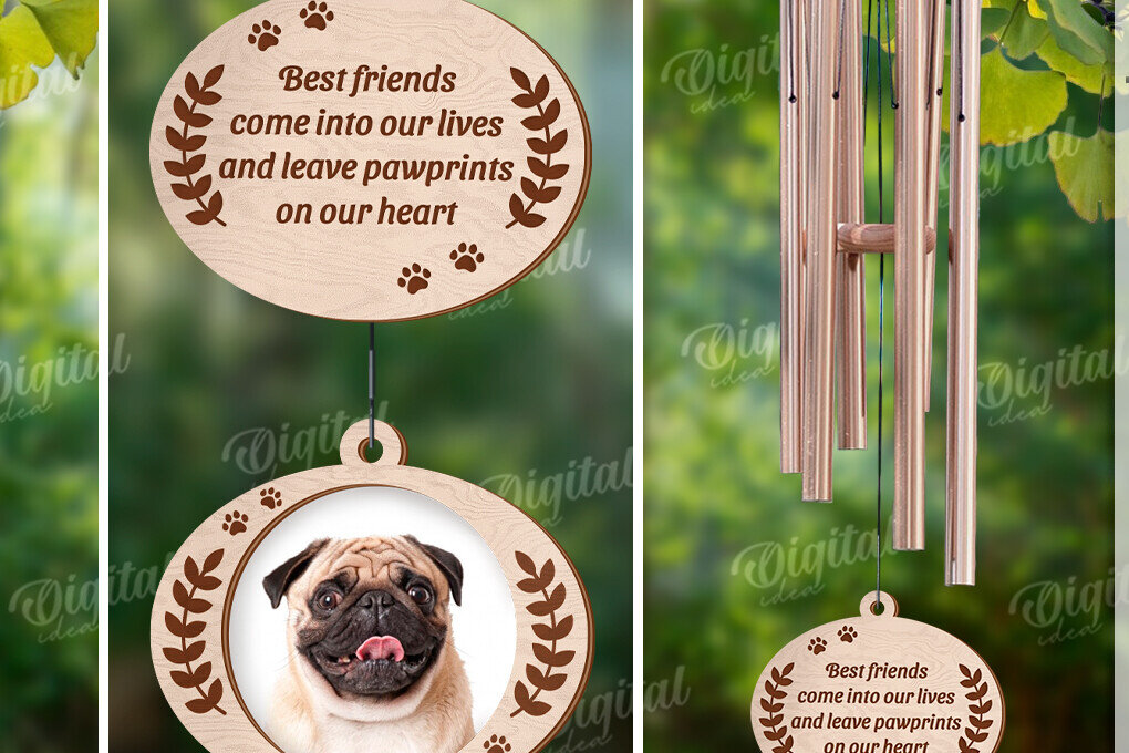 Intra απο ξύλο plywood 3mm-4mm πάχος – Εξατομικευμένο Pet Memorial Wind Chime Δίασταση  20x20 cm INTRAFABR-121916921