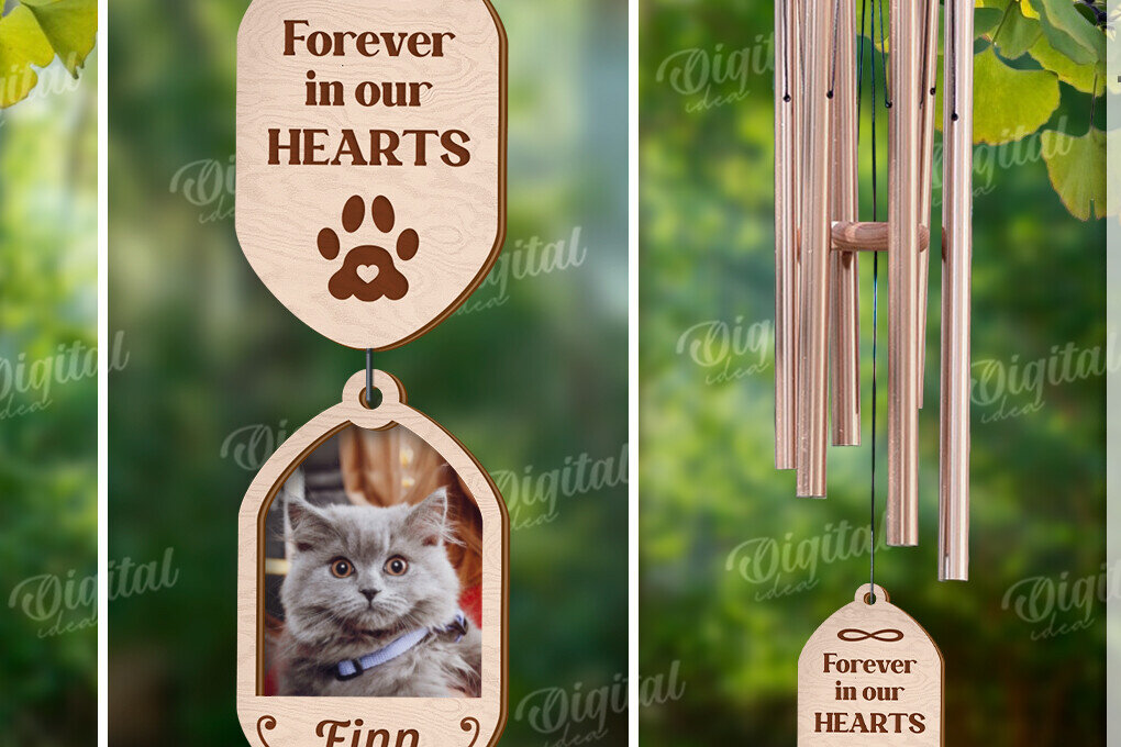 Intra απο ξύλο plywood 3mm-4mm πάχος – Εξατομικευμένο Pet Memorial Wind Chime Δίασταση  20x20 cm INTRAFABR-121914866