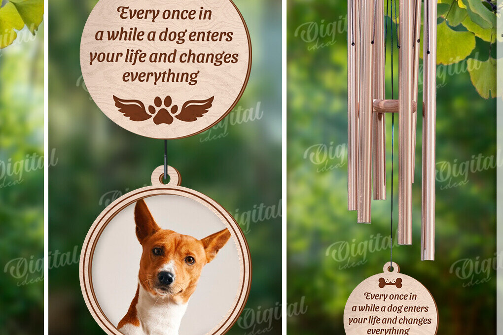 Intra απο ξύλο plywood 3mm-4mm πάχος – Εξατομικευμένο Pet Memorial Wind Chime Δίασταση  20x20 cm INTRAFABR-121915213