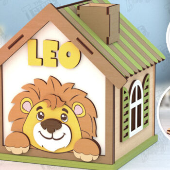 Intra απο ξύλο plywood 3mm-4mm πάχος – Εξατομικευμένη δέσμη κοπής λέιζερ Piggy Bank Δίασταση 20x20 cm INTRAFABR-120965316 - Image 3