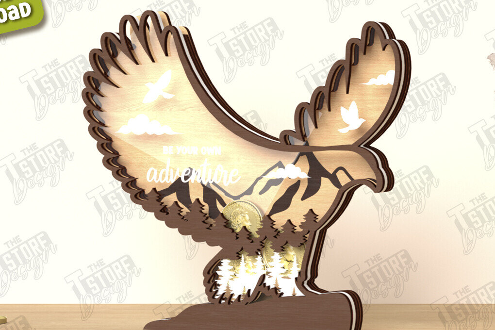 Intra απο ξύλο plywood 3mm-4mm πάχος – Εξατομικευμένη Piggy Bank | CNC Δίασταση  20x20 cm INTRAFABR-122679293