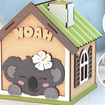 Intra απο ξύλο plywood 3mm-4mm πάχος – Personalized Piggy Bank |Koala Δίασταση  20x20 cm INTRAFABR-120963997 - Image 1