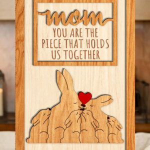 Intra απο ξύλο plywood 3mm-4mm πάχος – Εξατομικευμένη διακόσμηση Rabbit Family Stand Δίασταση 20x20 cm INTRAFABR-117970316