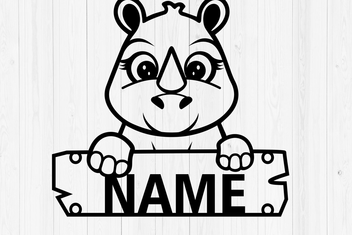 Intra απο ξύλο plywood 3mm-4mm πάχος – Εξατομικευμένη πινακίδα ονόματος ρινόκερου Δίασταση  20x20 cm INTRAFABR-117898639