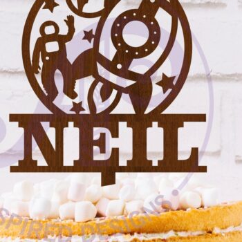 Intra απο ξύλο plywood 3mm-4mm πάχος – Εξατομικευμένο Rocket Ship Cake Topper Δίασταση  20x20 cm INTRAFABR-125004448 - Image 1