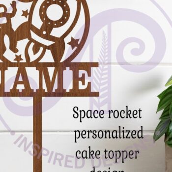 Intra απο ξύλο plywood 3mm-4mm πάχος – Εξατομικευμένο Rocket Ship Cake Topper Δίασταση  20x20 cm INTRAFABR-125004448 - Image 2