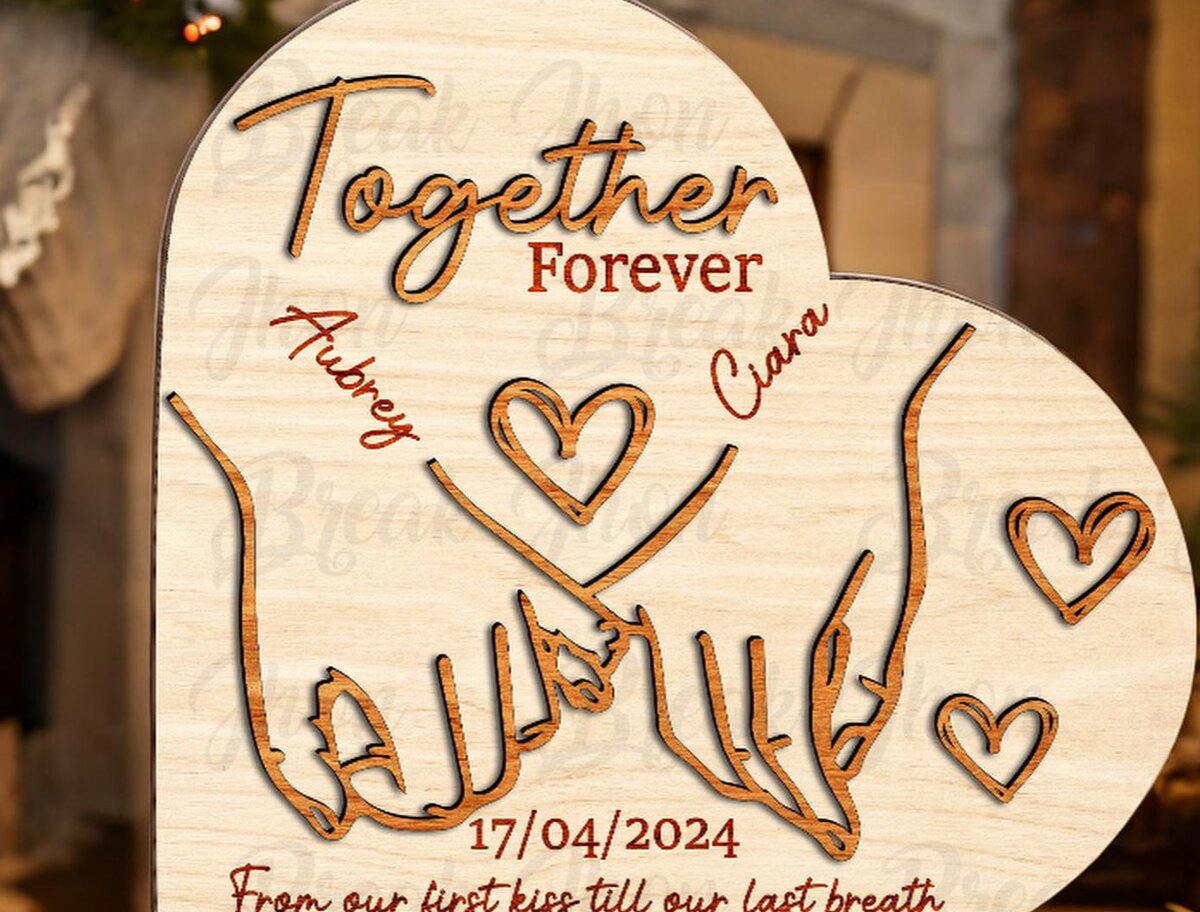 Intra απο ξύλο plywood 3mm-4mm πάχος – Εξατομικευμένο Ρομαντικό Ζώδιο Καρδιάς Ζευγαριού Δίασταση  20x20 cm INTRAFABR-116296414