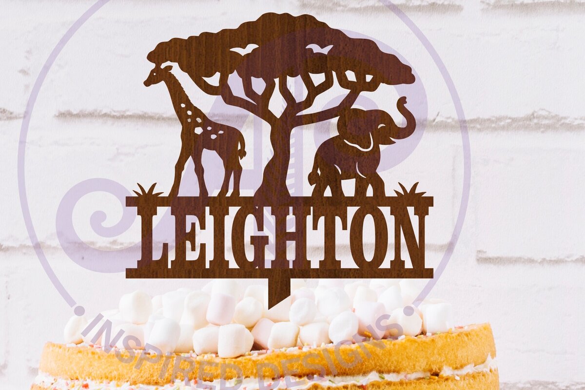 Intra απο ξύλο plywood 3mm-4mm πάχος – Προσωποποιημένο Safari Animal Cake Topper Δίασταση  20x20 cm INTRAFABR-116779429