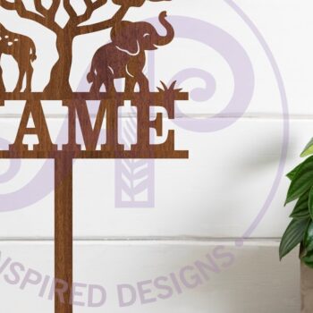 Intra απο ξύλο plywood 3mm-4mm πάχος – Προσωποποιημένο Safari Animal Cake Topper Δίασταση 20x20 cm INTRAFABR-116779429 - Image 2