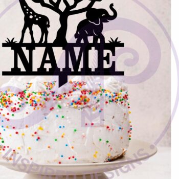 Intra απο ξύλο plywood 3mm-4mm πάχος – Προσωποποιημένο Safari Animal Cake Topper Δίασταση 20x20 cm INTRAFABR-116779429 - Image 3