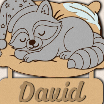 Intra απο ξύλο plywood 3mm-4mm πάχος – Personalized Sleeping Animals Kids Name Δίασταση  20x20 cm INTRAFABR-123578894 - Image 8