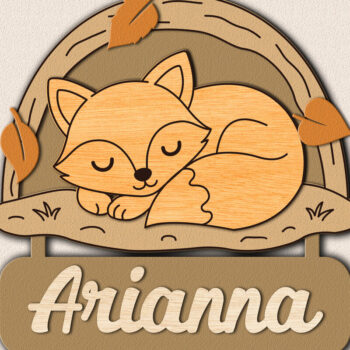 Intra απο ξύλο plywood 3mm-4mm πάχος – Personalized Sleeping Animals Kids Name Δίασταση  20x20 cm INTRAFABR-123578894 - Image 12