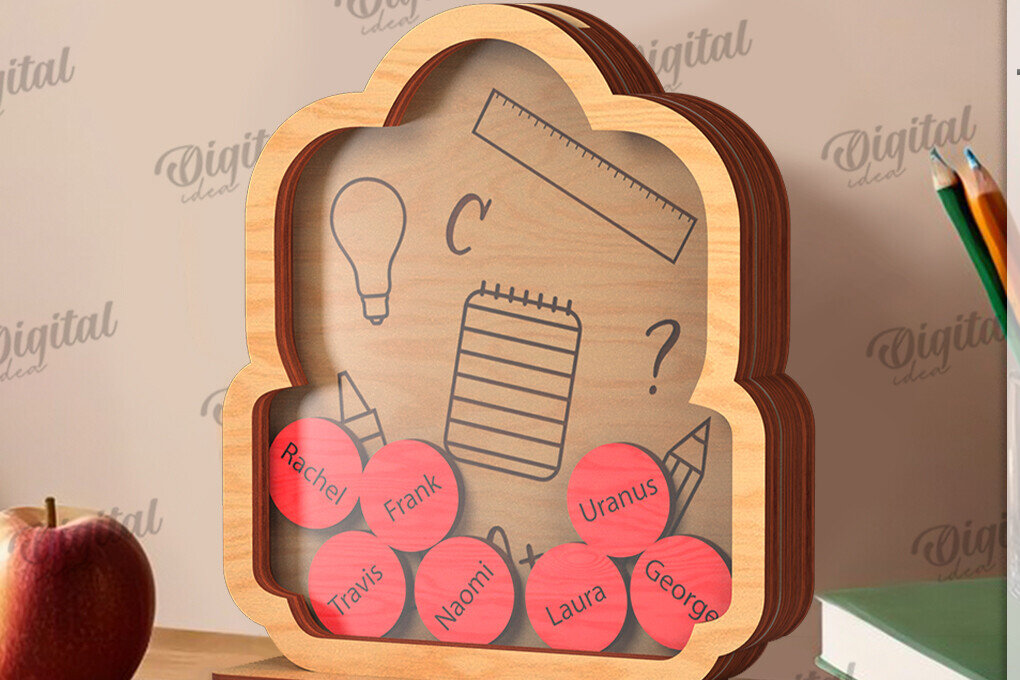 Intra απο ξύλο plywood 3mm-4mm πάχος – Personalized Teacher Token Jar Laser Δίασταση  20x20 cm INTRAFABR-119902803