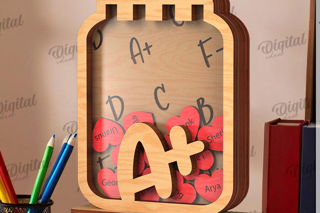 Intra απο ξύλο plywood 3mm-4mm πάχος – Personalized Teacher Token Jar Laser Δίασταση  20x20 cm INTRAFABR-119902873
