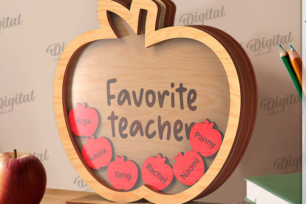 Intra απο ξύλο plywood 3mm-4mm πάχος – Personalized Teacher Token Jar Laser Δίασταση  20x20 cm INTRAFABR-119902751