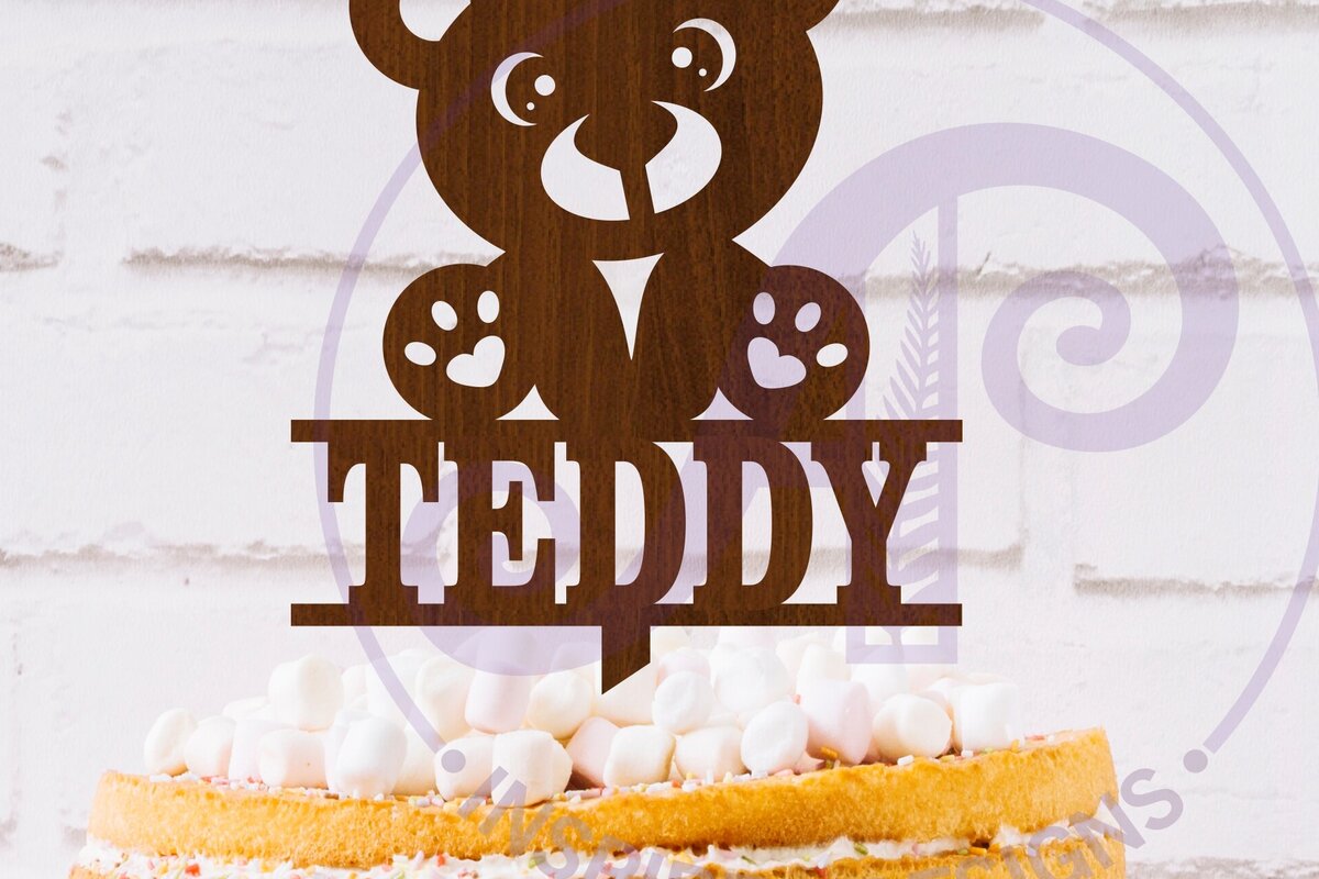 Intra απο ξύλο plywood 3mm-4mm πάχος – Εξατομικευμένο Teddy Bear Cake Topper Δίασταση  20x20 cm INTRAFABR-117980961