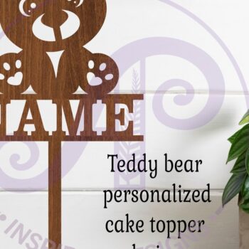 Intra απο ξύλο plywood 3mm-4mm πάχος – Εξατομικευμένο Teddy Bear Cake Topper Δίασταση 20x20 cm INTRAFABR-117980961 - Image 2