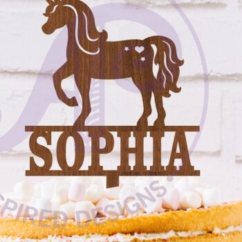 Intra απο ξύλο plywood 3mm-4mm πάχος – Εξατομικευμένο Unicorn Cake Topper Δίασταση 20x20 cm INTRAFABR-119391354 - Image 1