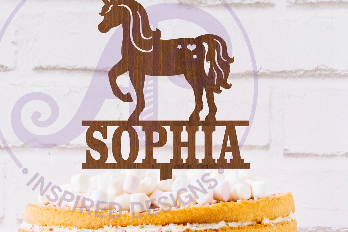 Intra απο ξύλο plywood 3mm-4mm πάχος – Εξατομικευμένο Unicorn Cake Topper Δίασταση  20x20 cm INTRAFABR-119391354