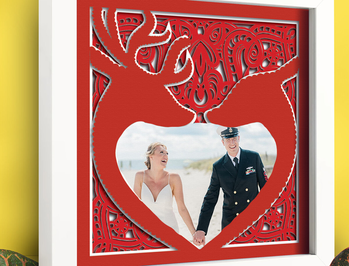 Intra απο ξύλο plywood 3mm-4mm πάχος – Εξατομικευμένο Valentine Deer Shadow Box Δίασταση  20x20 cm INTRAFABR-29753973