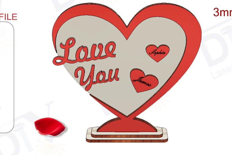 Intra απο ξύλο plywood 3mm-4mm πάχος – Εξατομικευμένο σταντ καρδιάς για την ημέρα του Αγίου Βαλεντίνου Δίασταση  20x20 cm INTRAFABR-113324006