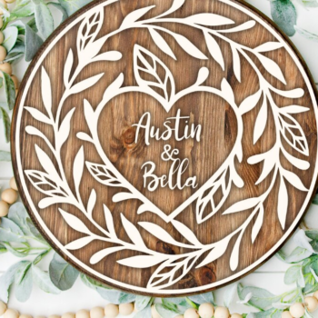 Intra απο ξύλο plywood 3mm-4mm πάχος – Προσωποποιημένη Πινακίδα Γάμου, Γάμος Δίασταση  20x20 cm INTRAFABR-23642036 - Image 1