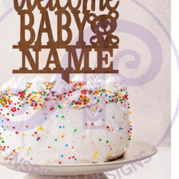 Intra απο ξύλο plywood 3mm-4mm πάχος – Εξατομικευμένο Welcome Baby Cake Topper Δίασταση 20x20 cm INTRAFABR-117044972 - Image 3
