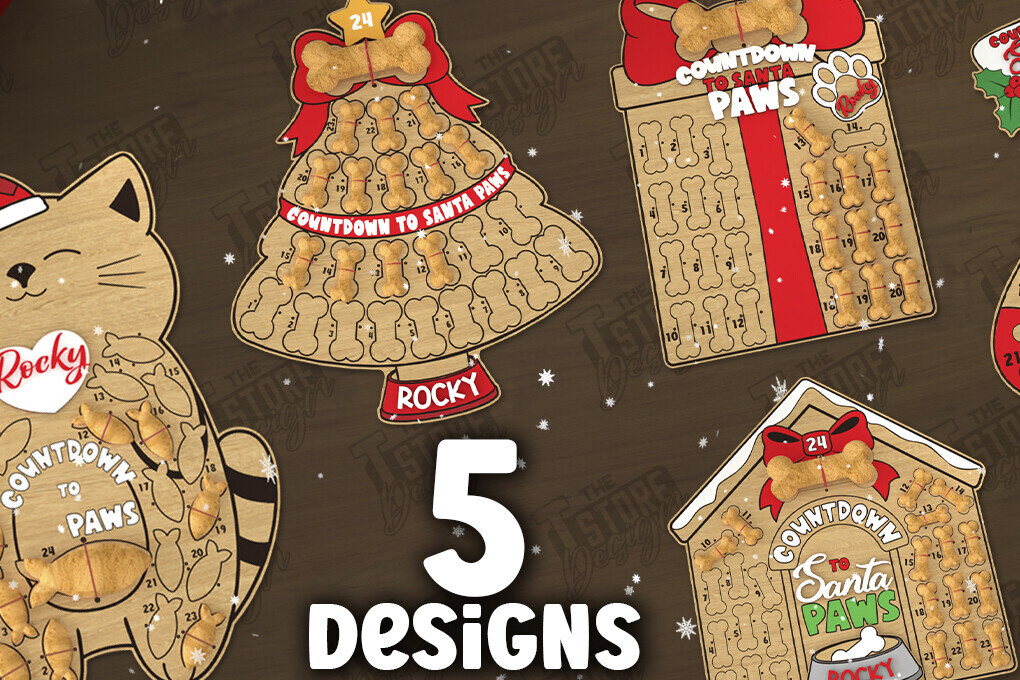 Intra απο ξύλο plywood 3mm-4mm πάχος – Pet Advent Calendar Bundle | Δώρο για κατοικίδια Δίασταση  20x20 cm INTRAFABR-110837974