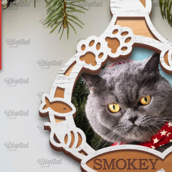 Intra απο ξύλο plywood 3mm-4mm πάχος – Χριστουγεννιάτικο στολίδι με λέιζερ κατοικίδιων ζώων Δίασταση 20x20 cm INTRAFABR-104864489 - Image 1