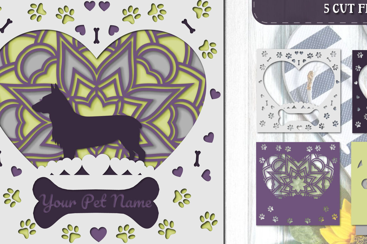 Intra απο ξύλο plywood 3mm-4mm πάχος – Pet Dog 3D Layered Papercut - Corgi Δίασταση  20x20 cm INTRAFABR-81324967