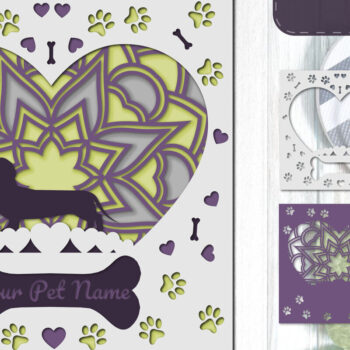 Intra απο ξύλο plywood 3mm-4mm πάχος – Pet Dog 3D Layered Papercut - Dachshund Δίασταση  20x20 cm INTRAFABR-81325107 - Image 1