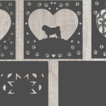 Intra απο ξύλο plywood 3mm-4mm πάχος – Pet Dog 3D Layered Papercut - Pug Δίασταση  20x20 cm INTRAFABR-81324760 - Image 2