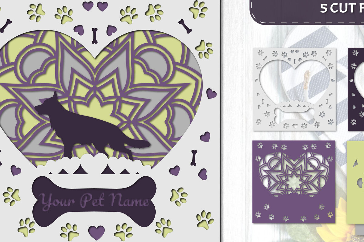 Intra απο ξύλο plywood 3mm-4mm πάχος – Pet Dog 3D Layered Papercut Δίασταση  20x20 cm INTRAFABR-81288508